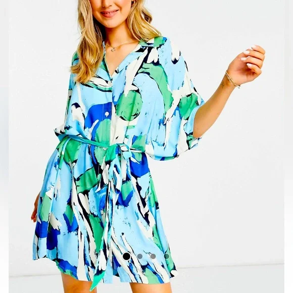 monki green shirt dress Women's Monica A-line Cape Shoulder Polyester Maxi Set  XXS/XS/S/M/L/XL/XXL/3XL/Customize Sage Green Geometric MEAN BLVD – Happy  Clothing